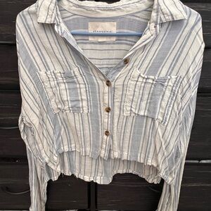 Aeropostale Blue and White Striped Top
